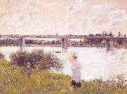 Claude Monet The Promenade with the Railroad Bridge, Argenteuil oil painting reproduction